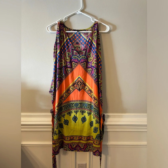 Boho Hale Bob Silk belted caftan mini dress size small - Picture 8 of 9